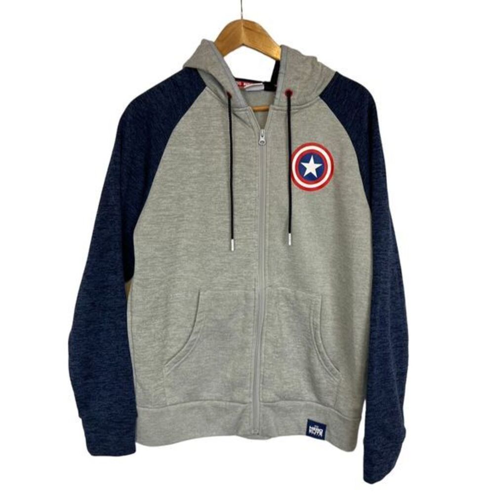 Marvel Captain America Hoodie s gray Full Zip Superhero Fleece Men's Sweatshirt